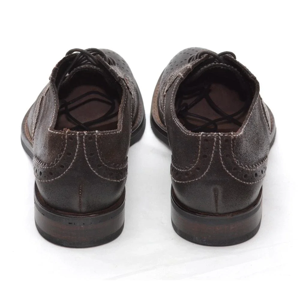 Men Pawelks Dark Brown Derby Brogue Wingtip Oxford 43